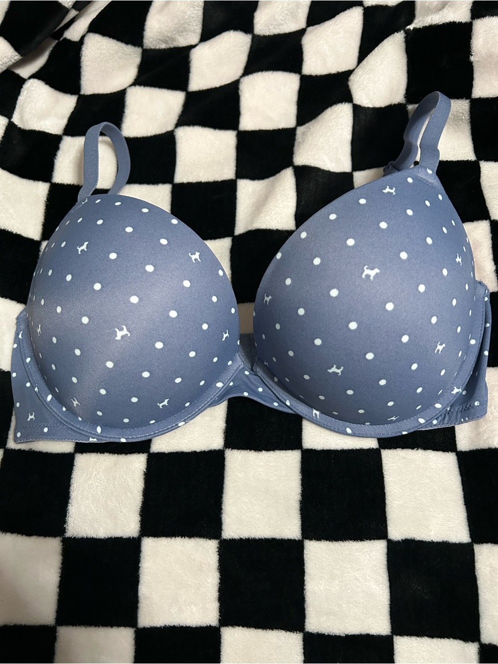 PINK Victoria's Secret Blue Polka Dot T-Shirt Bra